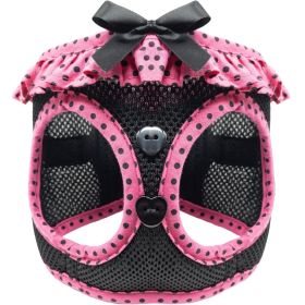 American River Choke Free Dog Harness (Color: Hot Pink and Black Polka Dot Ruffle, size: XX-Small)