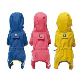 Small dog raincoat; body full surrounding; waterproof poncho pet clothes; with tow holes in the back (colour: Rose red, size: XL (recommended weight 9-12 jin))