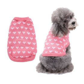 Pet Dog Sweater Turtleneck Dog Knitwear Warm Pet Sweater (Color: Pink, size: 2XL)