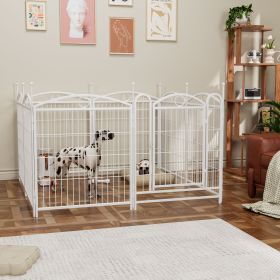 Dog Playpen Indoor 32 inch 8 Panels Metal Dog Pen Pet Dog Fence Outdoor Exercise Pen with Doors (Color: as Pic)