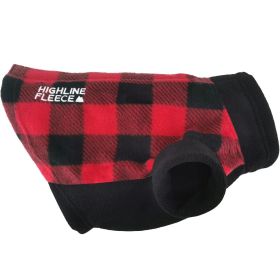 Highline Fleece Dog Coat (Color: Red and Black Plaid, size: Size 8)